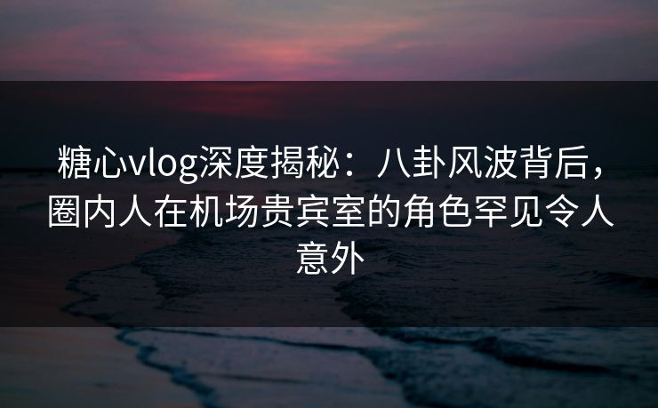 糖心vlog深度揭秘：八卦风波背后，圈内人在机场贵宾室的角色罕见令人意外