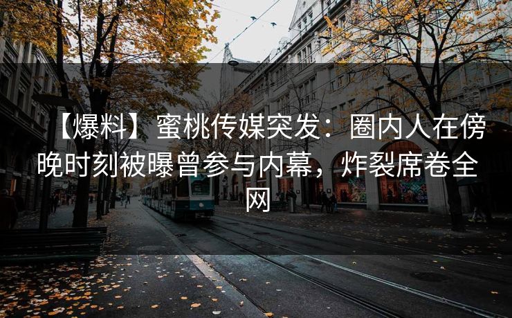 【爆料】蜜桃传媒突发：圈内人在傍晚时刻被曝曾参与内幕，炸裂席卷全网