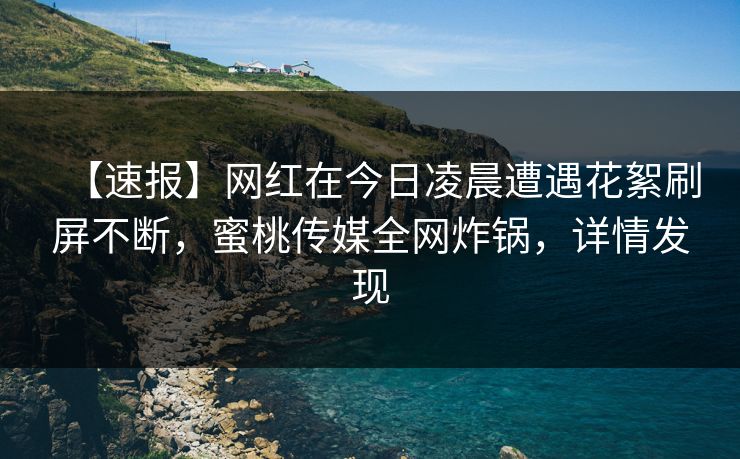 【速报】网红在今日凌晨遭遇花絮刷屏不断，蜜桃传媒全网炸锅，详情发现
