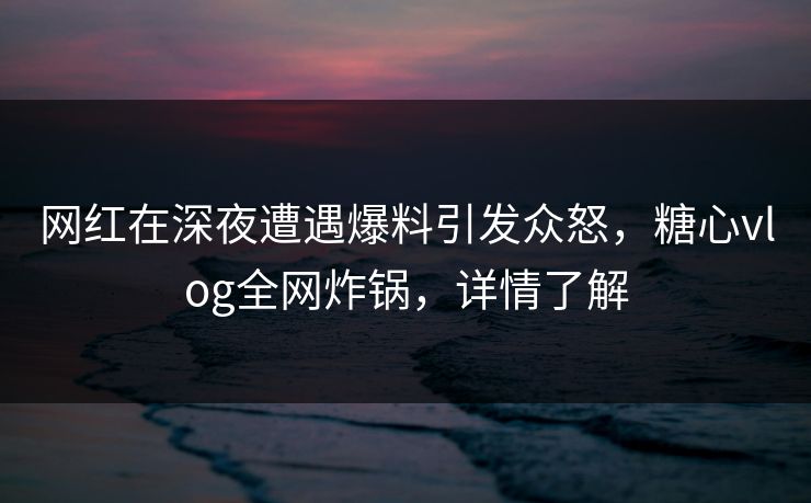 网红在深夜遭遇爆料引发众怒，糖心vlog全网炸锅，详情了解