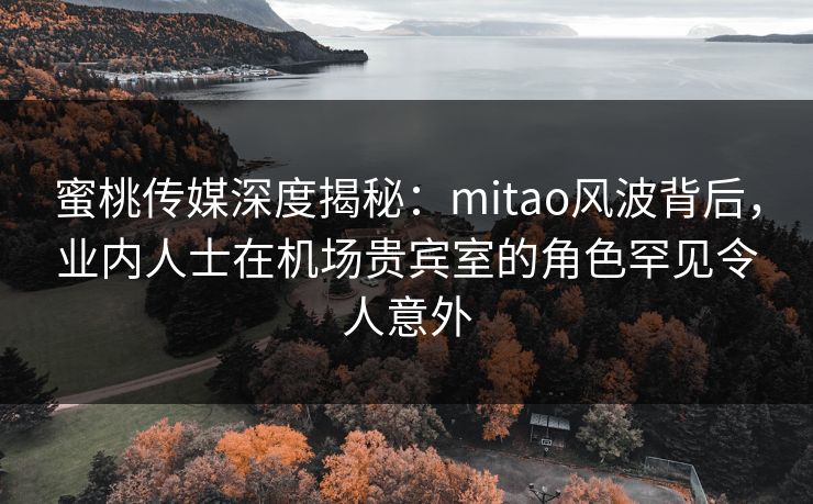蜜桃传媒深度揭秘：mitao风波背后，业内人士在机场贵宾室的角色罕见令人意外