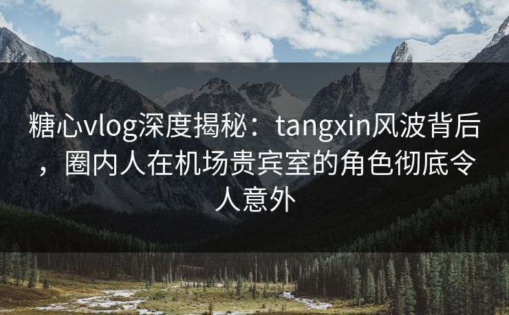 糖心vlog深度揭秘：tangxin风波背后，圈内人在机场贵宾室的角色彻底令人意外