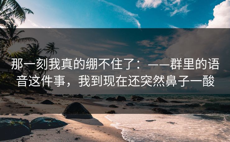 那一刻我真的绷不住了:——群里的语音这件事,我到现在还突然鼻子一酸 那一刻我真的绷不住了:——群里的语音这件事,我到现在还突然鼻子一酸